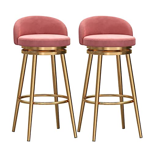 Drehbare Barhocker mit Rückenlehne, 2 Stück, Rosa, bequeme Esszimmer-Sitzgelegenheit für Küche, Theke, Heimdekoration, modernes Design, ergonomische Unterstützung von Generisch