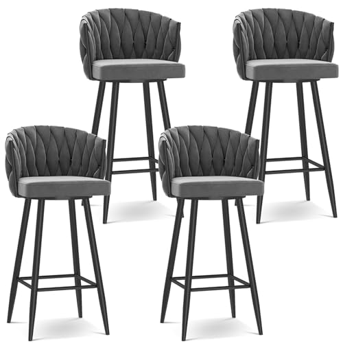 Drehbare Barhocker mit Stahlbeinen & Fußstütze, gepolsterte Küchenstühle, verstellbare Höhe für bequemes Sitzen Drehbare Barhocker mit Stahlbeinen & Fußstütze, gepolsterte Küchenstühle, verstellbare Höhe für bequemes Sitzen von Generisch