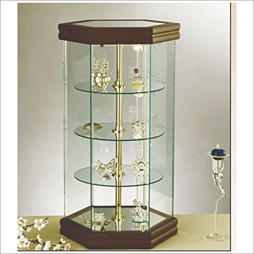 Drehbare Glasvitrine mit Kirschholz-Finish, ideal zum Präsentieren von Produkten und Sammlerstücken von Generisch