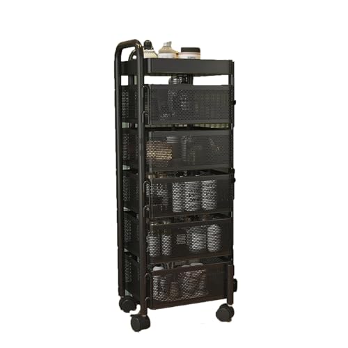 Drehbarer Aufbewahrungswagen mit 5 Ebenen, 360° drehbarer Organizer mit rollenden Rädern, perfekt für Küche, Bad und Wohnzimmer, langlebiges Design für einfachen Zugang Drehbarer Aufbewahrungswagen mit 5 Ebenen, 360° drehbarer Organizer mit rollenden Rädern, perfekt für Küche, Bad und Wohnzimmer, langlebiges Design für einfachen Zugang von Generisch