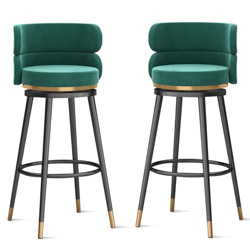 Drehbarer Barhocker 3er Set, Thekenhöhe Küchenstühle mit Rückenlehne, modernes armloses Design, schwarze Beine, ideal für Terrasse und Kücheninsel von Generisch