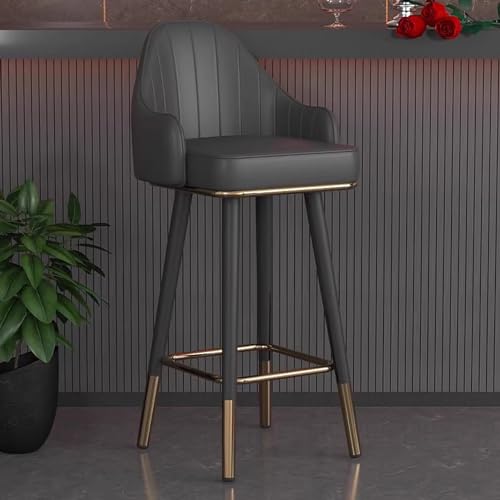 Drehbarer Barhocker – Thekenhöhe, PU-Leder, gepolsterte Stühle mit Rückenlehne und Metallbeinen für Küche, Pub, Esszimmer Drehbarer Barhocker – Thekenhöhe, PU-Leder, gepolsterte Stühle mit Rückenlehne und Metallbeinen für Küche, Pub, Esszimmer von Generisch