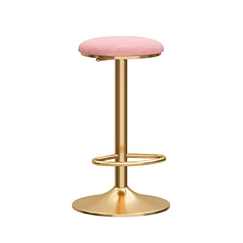 Drehbarer Barhocker aus Samt mit verstellbarer Höhe und goldfarbenen Metallbeinen, rosa Sitz, ideal für Küchen, 65 - 80 cm Höhenverstellung von Generisch