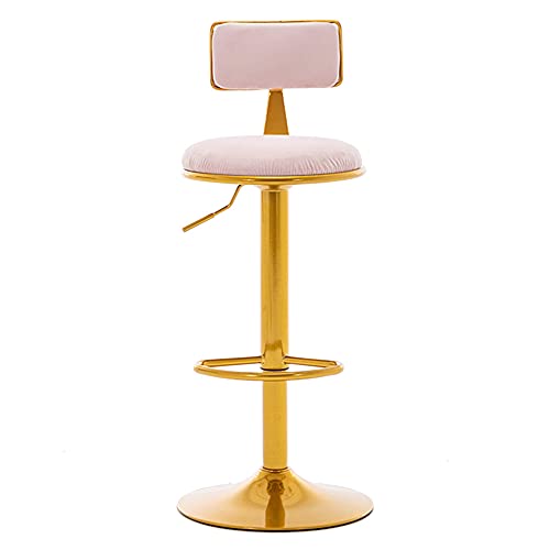 Drehbarer Barhocker mit Fußstütze, verstellbare Höhe, runder Sitz, goldfarbene Metallbeine, ideal für Küche, Frühstücksbar und Pub von Generisch