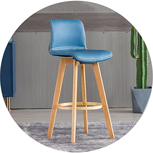 Drehbarer Barstuhl aus Massivholz, Hochhocker aus Heva-Holz für Küchenarbeitsplatte, Esszimmer, Barhocker mit Polsterklappe, Sitz und Fußstütze von Generisch