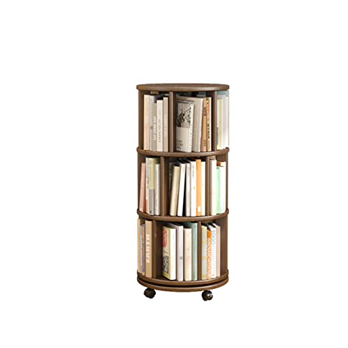 Drehbarer Bücherregalturm mit Rollen, Gummi-Holz-Aufbewahrungs-Organizer für Heimbüro, bodenstehendes Ausstellungsregal von Generisch