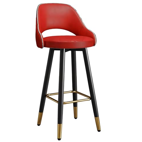 Drehbarer Frühstücks-Barhocker, Hochstuhl mit gebogener Rückenlehne, Metall-Fußstütze und Messingfüßen, Thekenhöhe, Kücheninselstuhl für Zuhause, Bistro, 75 cm Sitzhöhe von Generisch