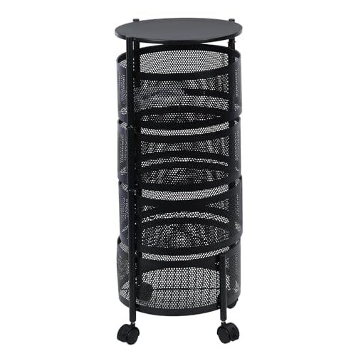 Drehbarer Küchenwagen mit 5 Ebenen, 360 Grad drehbar, großes Metalldraht-Regal für Obst und Gemüse mit Deckel, platzsparender Organizer für Zuhause und Speisekammer von Generisch