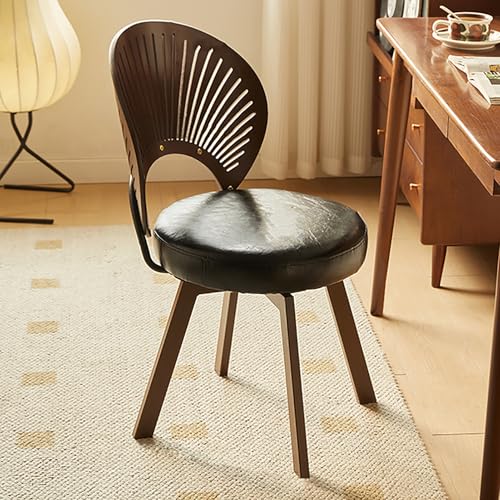 Drehbarer Schreibtischstuhl, Kunstleder, gepolstert, ohne Armlehnen, Bürostuhl mit Holzbeinen, für modernes Heimbüro, Wohnzimmer Drehbarer Schreibtischstuhl, Kunstleder, gepolstert, ohne Armlehnen, Bürostuhl mit Holzbeinen, für modernes Heimbüro, Wohnzimmer von Generisch