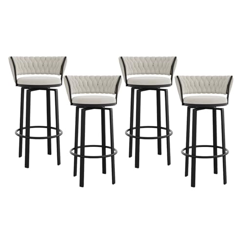 Drehbares Barhocker-Set mit gewebter Rückenlehne und Fußstütze, moderne Metallbeine für Kücheninsel oder Cafés von Generisch