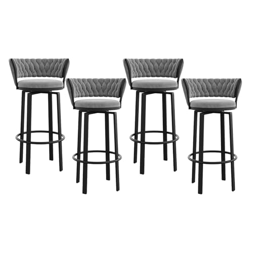 Drehbares Barhocker-Set mit gewebter Rückenlehne und Fußstütze, moderne Metallbeine für Kücheninsel oder Cafés von Generisch
