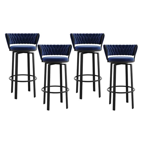 Drehbares Barhocker-Set mit gewebter Rückenlehne und Fußstütze, moderne Metallbeine für Kücheninsel oder Cafés Drehbares Barhocker-Set mit gewebter Rückenlehne und Fußstütze, moderne Metallbeine für Kücheninsel oder Cafés von Generisch