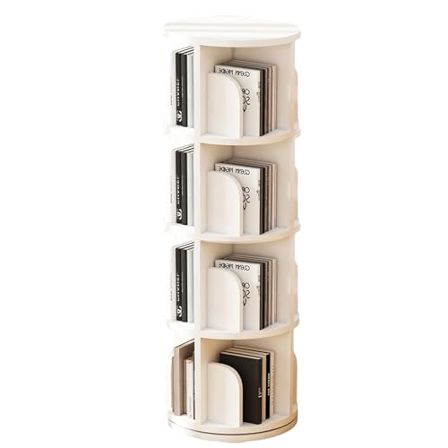 Drehbares Bücherregal, 2/3/4/5-stöckig, verstellbares Bücherregal für Kinder und Erwachsene, Schlafzimmer, Wohnzimmer, Arbeitszimmer, modernes Design (Farbe: Weiß, Größe: 39 x 131 cm) von Generisch