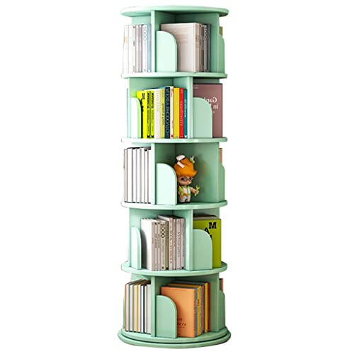 Drehbares Bücherregal, 5 Fächer, multifunktional, 360 Grad, Bücherregal für Schlafzimmer, Wohnzimmer und Heimbüro, Grün-B, 50 x 157 cm von Generisch