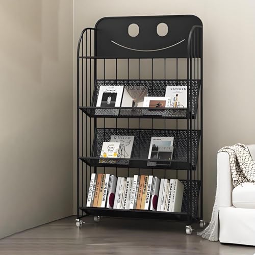 Drehbares Bücherregal aus Metall, modernes drehendes Design, platzsparende Aufbewahrungslösung für Wohnzimmer, Schlafzimmer, Arbeitszimmer, Büro, Balkon von Generisch