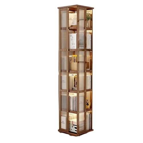Drehbares Bücherregal für Zuhause, modernes freistehendes mehrschichtiges Bücherregal, funktionales Bodenregal für Wohnzimmer, Aufbewahrung, stilvolles Bruin-Design (L Größe) von Generisch