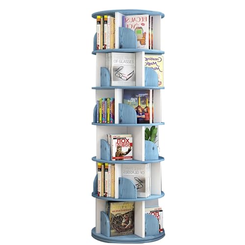 Drehbares Bücherregal mit 4/5/6 Etagen, multifunktional, bodenstehend, Aufbewahrungsregal für Zuhause, starke Tragfähigkeit, reichlich Platz, sicher und langlebig, Blau, 191 x 40 cm Drehbares Bücherregal mit 4/5/6 Etagen, multifunktional, bodenstehend, Aufbewahrungsregal für Zuhause, starke Tragfähigkeit, reichlich Platz, sicher und langlebig, Blau, 191 x 40 cm von Generisch