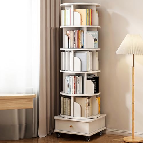 Drehbares Eck-Bücherregal mit Aufbewahrungsschublade | 360-Grad-Display & Bremsräder für Wohnzimmer, Schlafzimmer, Arbeitszimmer Drehbares Eck-Bücherregal mit Aufbewahrungsschublade | 360-Grad-Display & Bremsräder für Wohnzimmer, Schlafzimmer, Arbeitszimmer von Generisch