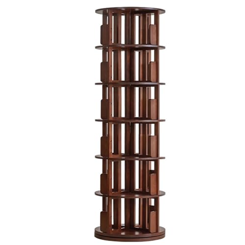 Drehbares Massivholz-Bücherregal, verdicktes Design, stabile Tragfähigkeit, mehrschichtiger Aufbewahrungsnizer, perfekt für Wohnzimmer, Schlafzimmer, Büro, Klassenzimmer (Walnuss, 193 x 45,5 cm) von Generisch