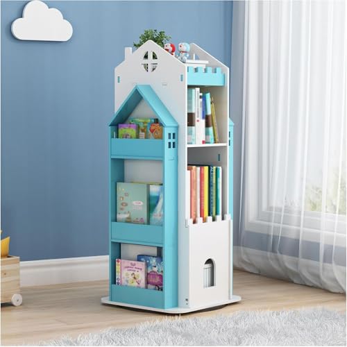 Drehbares Puppenhaus-Bücherregal für Kinder, 360° drehbarer Spielzeug-Aufbewahrungs-Organizer, platzsparendes Bücherregal für Kinderzimmer Drehbares Puppenhaus-Bücherregal für Kinder, 360° drehbarer Spielzeug-Aufbewahrungs-Organizer, platzsparendes Bücherregal für Kinderzimmer von Generisch