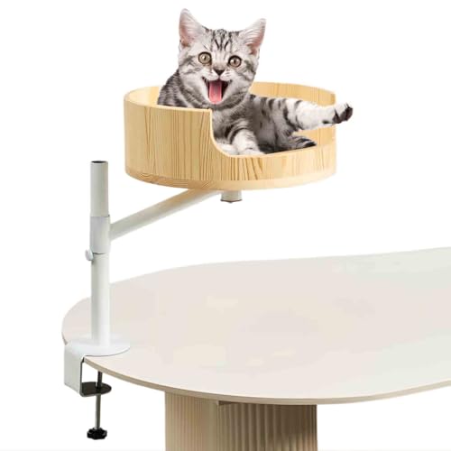 Drehbares erhöhtes Katzenbett, bequemes Haustiernest aus Holz für den Schreibtisch, unterstützt 11,3 kg von Generisch