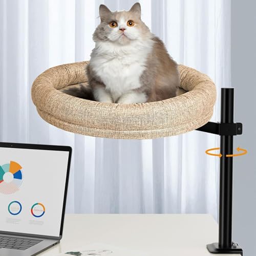 Drehbares erhöhtes Katzenhaus mit verstellbarer Höhe, bequemes Tisch-Kätzchenbett, platzsparendes Design für Schreibtisch oder Regal von Generisch