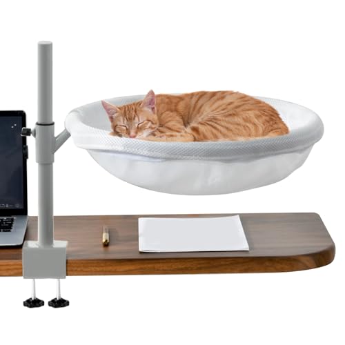 Drehes Nest Pet - Schreibtisch montiertes Katzenbett Hängematte - Katzenschreibtisch Barsch - | Eisen -Mesh Flanell einstellbarer schweres Kätzchen Hängematte Nest | 40 cm modernes Haustierbett für Zu von Generisch