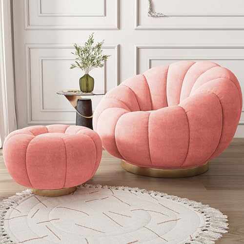Drehgelenk mit Ottomane, bequem, um 360 Grad drehbar, rund, Club-Wannensofa, Stuhl für Schlafzimmer und Leseraum von Generisch