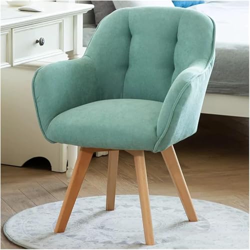 Drehsessel aus blauem Samt mit stabilen Holzbeinen für kleine Räume, gepolsterter Esszimmerstuhl für Schreibtisch, Club oder Lounge von Generisch