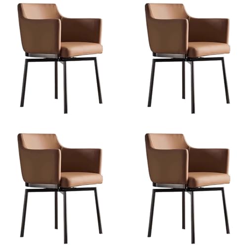Drehstuhl Esszimmerstühle 4er Set, Moderne gepolsterte Küchenstühle mit dicker Polsterlehne, Kunstleder Bequemer Sitz für Wohnzimmer Schlafzimmer von Generisch