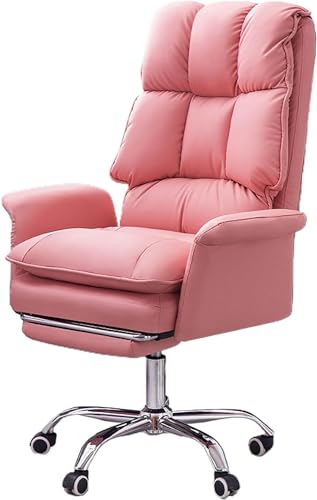 Drehstuhl aus Kunstleder – verstellbarer Bürostuhl mit Rollen, höhenverstellbarer Arbeitsstuhl mit Rückenstütze (Farbe: Pink) von Generisch
