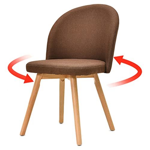 Drehstuhl aus Massivholz mit Stoff-Rückenlehne für Büro, Arbeitszimmer, Schlafzimmer, unterstützt bis zu 175 kg, Braun, 42 x 42 x 82 cm von Generisch