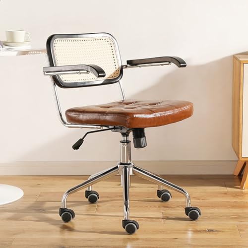 Drehstuhl aus Rattan mit ergonomischem Polsterdesign und leisen PU-Rädern für Zuhause und Arbeit Drehstuhl aus Rattan mit ergonomischem Polsterdesign und leisen PU-Rädern für Zuhause und Arbeit von Generisch