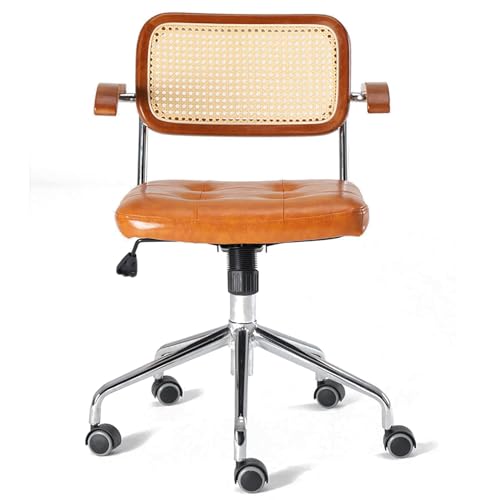 Drehstuhl aus Rattan mit ergonomischem gepolstertem Design und leisen PU-Rädern für Zuhause und Arbeit Drehstuhl aus Rattan mit ergonomischem gepolstertem Design und leisen PU-Rädern für Zuhause und Arbeit von Generisch