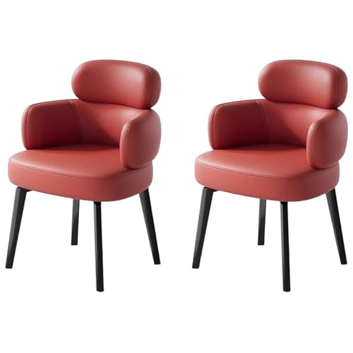 Drehstuhl für Esszimmerstühle, Leder, Küche, Empfangsstuhl mit gebogener Rückenlehne und Metallbeinen, moderner gepolsterter Akzentsessel für Wohnzimmer und Büro, 2er-Set Drehstuhl für Esszimmerstühle, Leder, Küche, Empfangsstuhl mit gebogener Rückenlehne und Metallbeinen, moderner gepolsterter Akzentsessel für Wohnzimmer und Büro, 2er-Set von Generisch