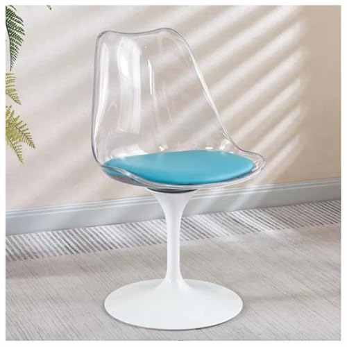 Drehstuhl mit Tulpenmotiv und gepolstertem Kunstledersitz, ergonomisches, transparentes Rückenlehnen-Design, armloser Freischwinger für die Küche von Generisch