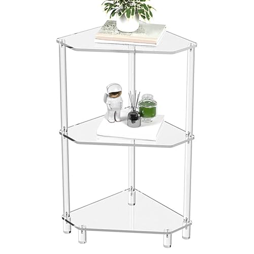 Dreieckiger Aus Acryl, Aus Acryl | 3-stöckiger Dreieckiger Für Wohnzimmer,Durchsichtiger Beistelltisch, Eck-Beistelltisch, Für Wohnzimmer, Schlafzimmer, Bad von Generisch