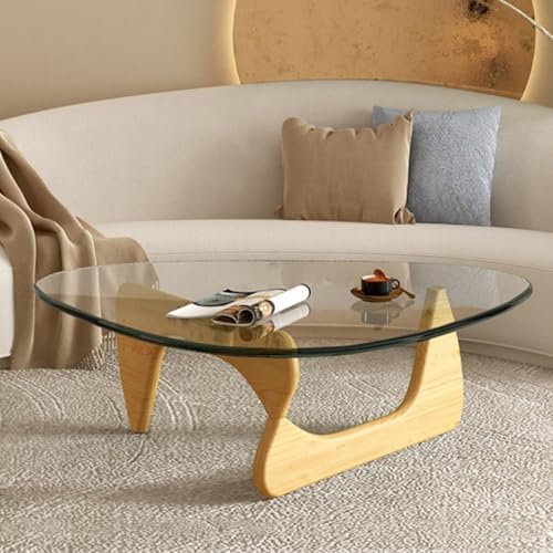 Dreieckiger Beistelltisch, massives Eichenholz & gehärtetes Glas, minimalistisches Design mit Einsteck- und Zapfen-Tischlerei, moderner geometrischer Akzenttisch für kleine Wohnräume Dreieckiger Beistelltisch, massives Eichenholz & gehärtetes Glas, minimalistisches Design mit Einsteck- und Zapfen-Tischlerei, moderner geometrischer Akzenttisch für kleine Wohnräume von Generisch