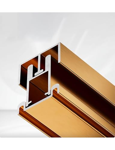 Dreifach-Aluminiumschiene for Glasschiebetüren mit Silent-Glide-Design, Gleitschienensatz for Vitrinen, Bücherregale und Kleiderschränke(Gold,150cmx8mm) von Generisch