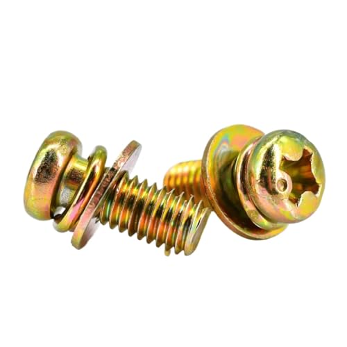 Dreifach-Kreuzschlitz-Rundkopfschrauben, verzinkter Kohlenstoffstahl, Unterlegscheiben und Feder(M4x35x8(10pcs)) von Generisch