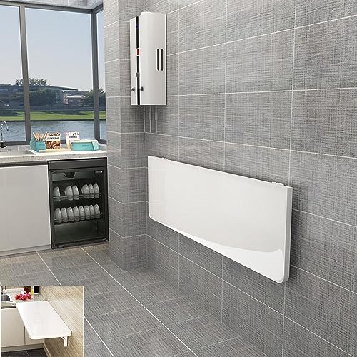Drop Leaf Wandschreibtisch Wandmontage Schwebender Klapptisch Holz Wandmontierter Tisch Stabil Stabil Wandtisch Wäscheklapptisch Faltbar Hängende Werkbank von Generisch