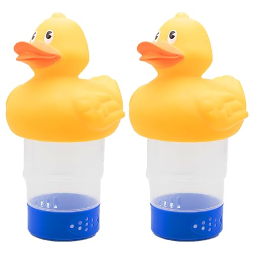 Duck Chlorine Floater Fits 1" and 3" Tabletten - 2 Stück Chlordosierschwimmer, Schwimmende Chlorspender, Karikatur Ente Pool Chlor Floater, Einstellbaren Chlortabletten Halter für Schwimmbad, Aquarien von Generisch