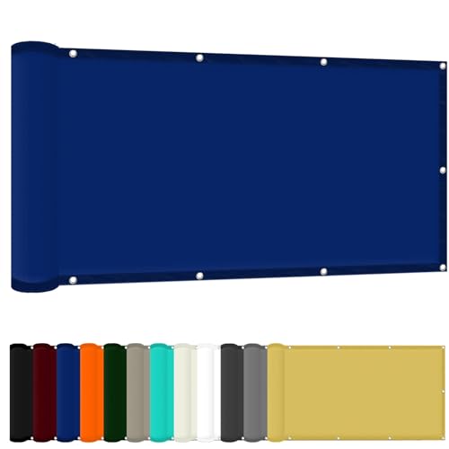 Dunkelblau Sonnensegel mit Öse 130x600cm UV-Schutz Polyestergewebe Windschutz Schattennetz für Balkon Pool Gewächshaus - Langlebig Outdoor Abdeckung mit Seil von Generisch