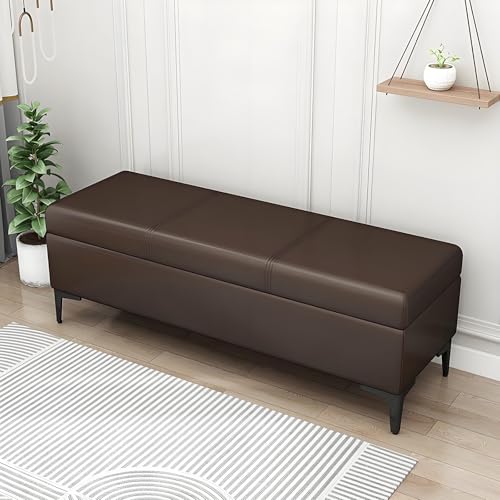 Dunkelbrauner Polsterhocker für Eingangsbereich und Schlafzimmer, stilvolle multifunktionale Möbel für Wohnzimmer, Eingangsbereich und Schlafzimmer. von Generisch