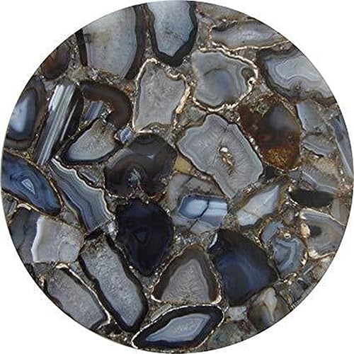 Dunkelgraue Achat-Tischplatte I Achat-Esstischplatte I Achat Couchtischplatte I Runde Tischplatte I Grauer Achat Rasen Tischplatte 91,4 x 91,4 cm von Generisch