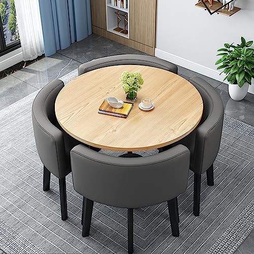 Dunkelgraues Büro-Empfangstisch und Stuhl-Set, platzsparender Couchtisch und Stühle für kleine Konferenzräume, Zuhause, Wohnzimmer, Balkon, Café, Pausenraum, modernes Design von Generisch