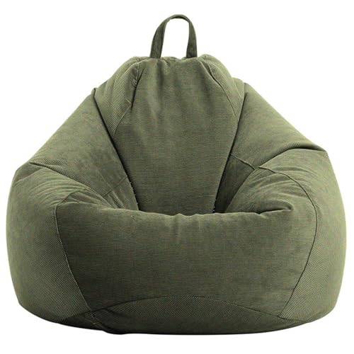 Dunkelgrüner waschbarer Cord-Sitzsack-Stuhlbezug (ohne Füllung) für Wohnzimmer, Schlafzimmer, Balkon, 60 x 75 cm – Stilvoller Sitzsack-Kissenschutz von Generisch