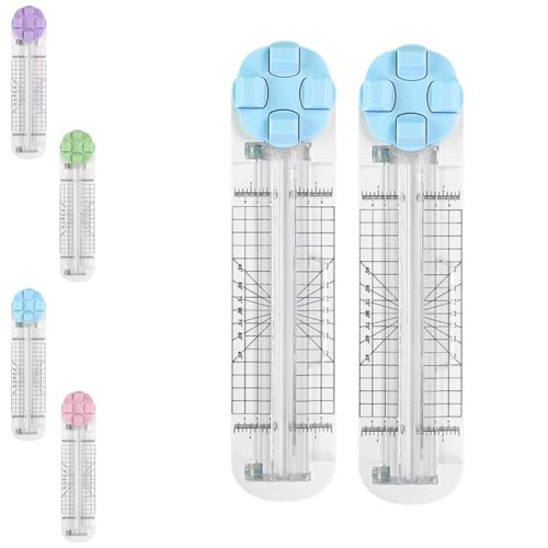 Duomiluo 4 in 1 Paper Cutter, 4-in-1 Multi-Function Paper Trimmer, Equipped with Straight, Wavy, Perforation and Crease Blade, for Daily Manual and Office Use (Blue+Blue) von Generisch