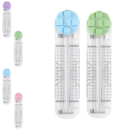 Duomiluo 4 in 1 Paper Cutter, 4-in-1 Multi-Function Paper Trimmer, Equipped with Straight, Wavy, Perforation and Crease Blade, for Daily Manual and Office Use (Blue+Green) von Generisch