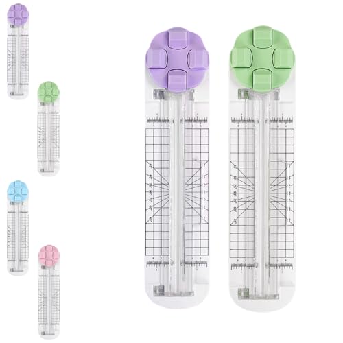 Duomiluo 4 in 1 Paper Cutter, 4-in-1 Multi-Function Paper Trimmer, Equipped with Straight, Wavy, Perforation and Crease Blade, for Daily Manual and Office Use (Green+Purple) von Generisch